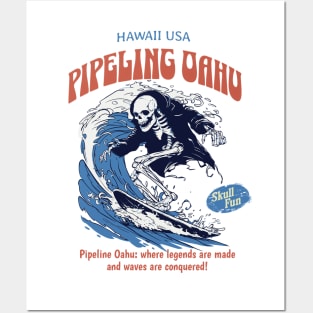 Pipeline Hawaii skull surf 8211 Posters and Art